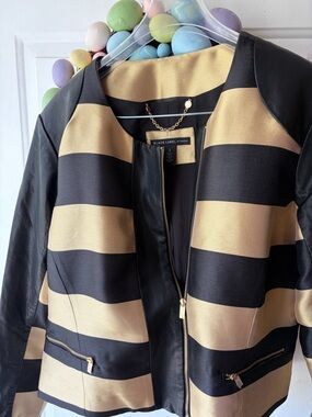 Black and Tan Striped Bomber Blazer